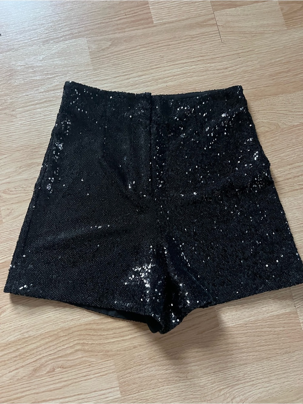 Zara Black Sequin High-Waist Women's Shorts perfect for a night out